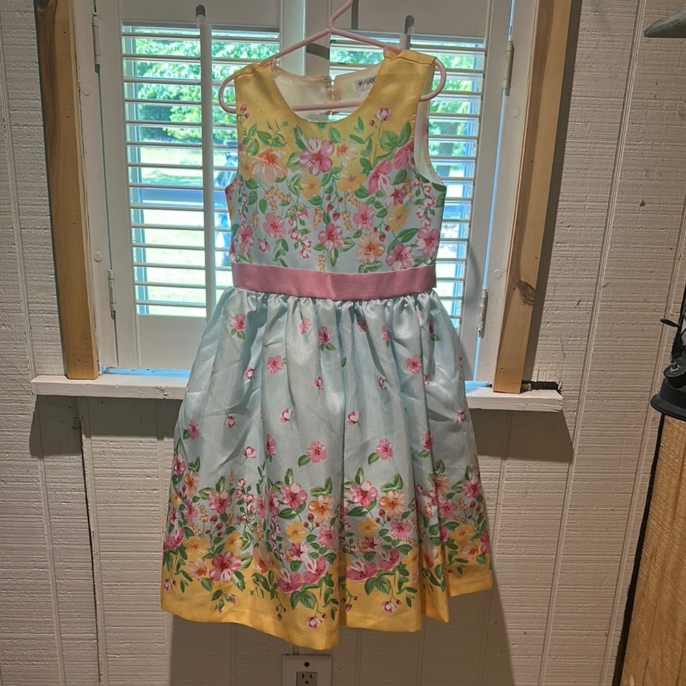 Nannette Yellow and Pink Sleeveless Sundress for Wedding Guests